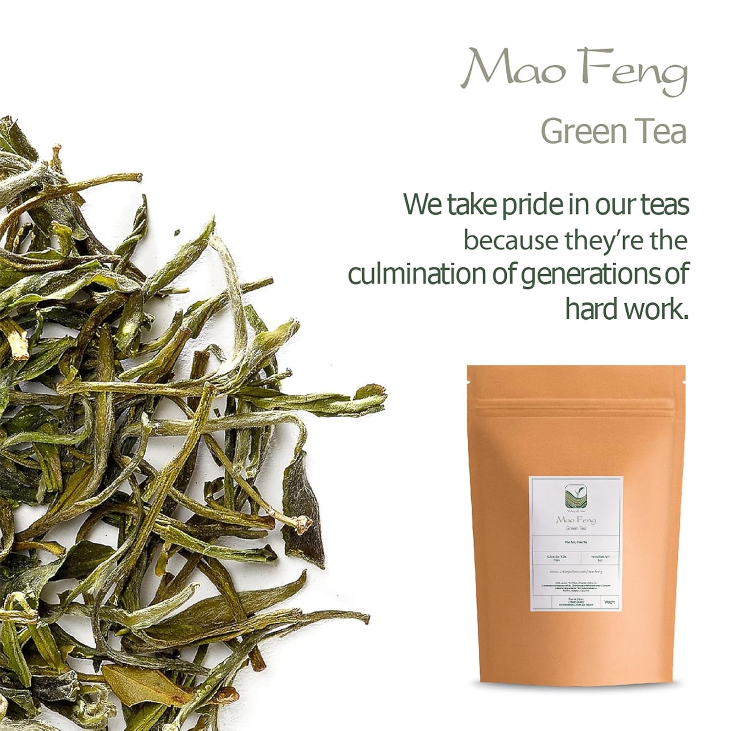 Té verde Mao Feng Huangshan - Famoso té chino de Huang Shang - Montañas Amarillas de Maofeng Hojas de té verde Té Mao Feng de China Té verde orgánico Té verde chino Té verde