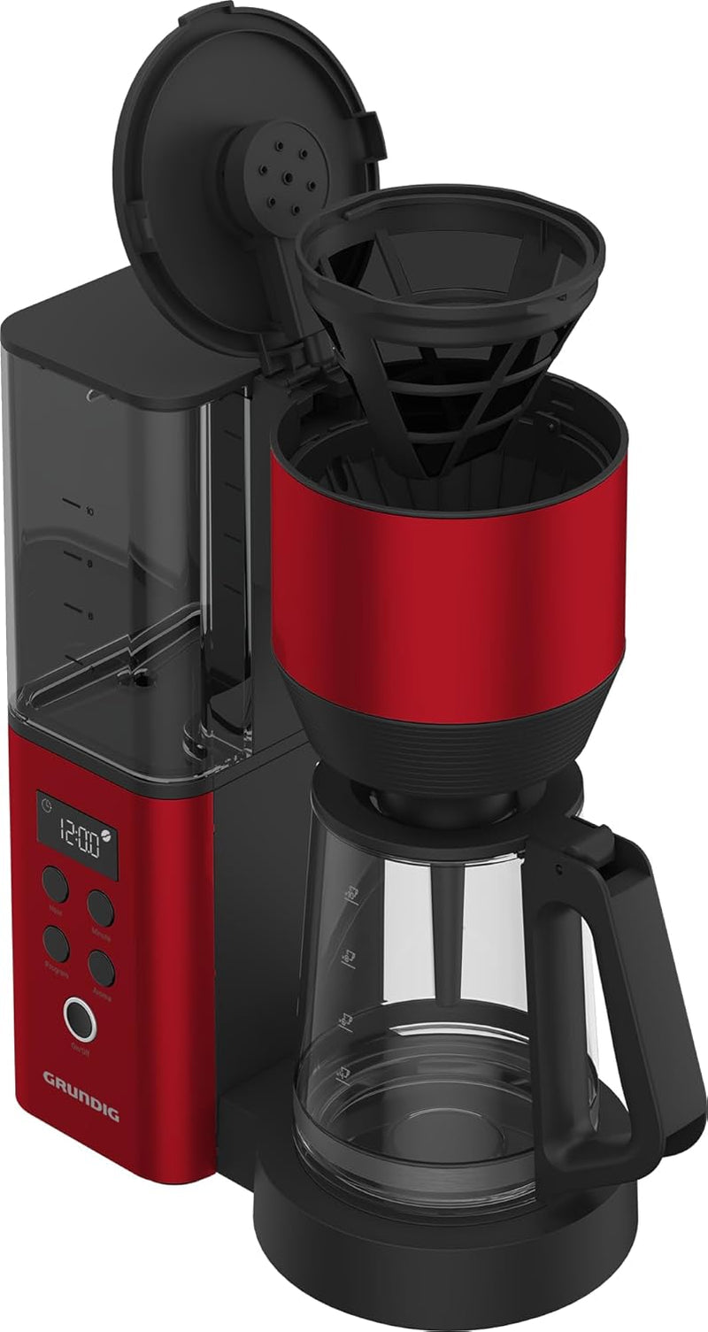 Cafetera espresso digital con filtro GRUNDIG KM8440, roja, 1000 W, 1,25 litros