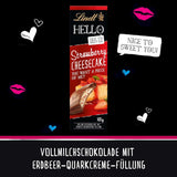 Lindt HOLA Tarta de queso con fresas y chocolate | Barra 100g | Chocolate con leche con relleno de crema de quark de fresa | Barra de chocolate | Regalo de chocolate (paquete de 5)