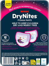 Huggies DryNites Pañales nocturnos súper absorbentes para niñas de 3 a 4 años (12 a 21 kg), paquete de bragas mensuales de 4 x 16 unidades (64 unidades en total)