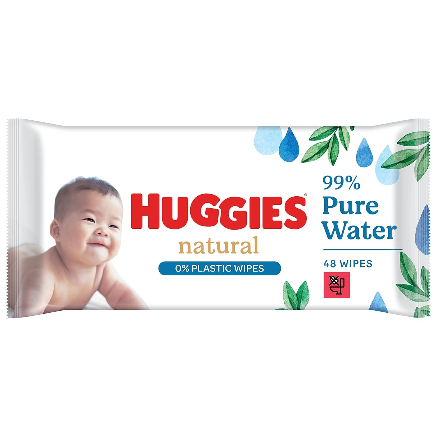 Huggies Toallitas húmedas naturalmente biodegradables para bebés sensibles, 8 x 48 toallitas, paquete a granel
