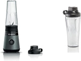 Bosch Minibatidora de pie Vitapower Serie 2 MMB2111S, batidora de alta velocidad, Bis Zu 40.000 rpm, Tritan Togo-Flasche 0,6 L, Trinkdeckel, Bruchsicher, Spülmasch.Geeignete Teile, 450W, Plata/Negro Cocina Naty Shop Bundle Mit Togo-Flasche Plata/Negro