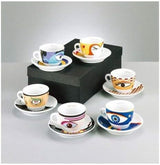 Zeller 26510 Juego de tazas de café expreso, 12 piezas, Magic Eyes, blanco