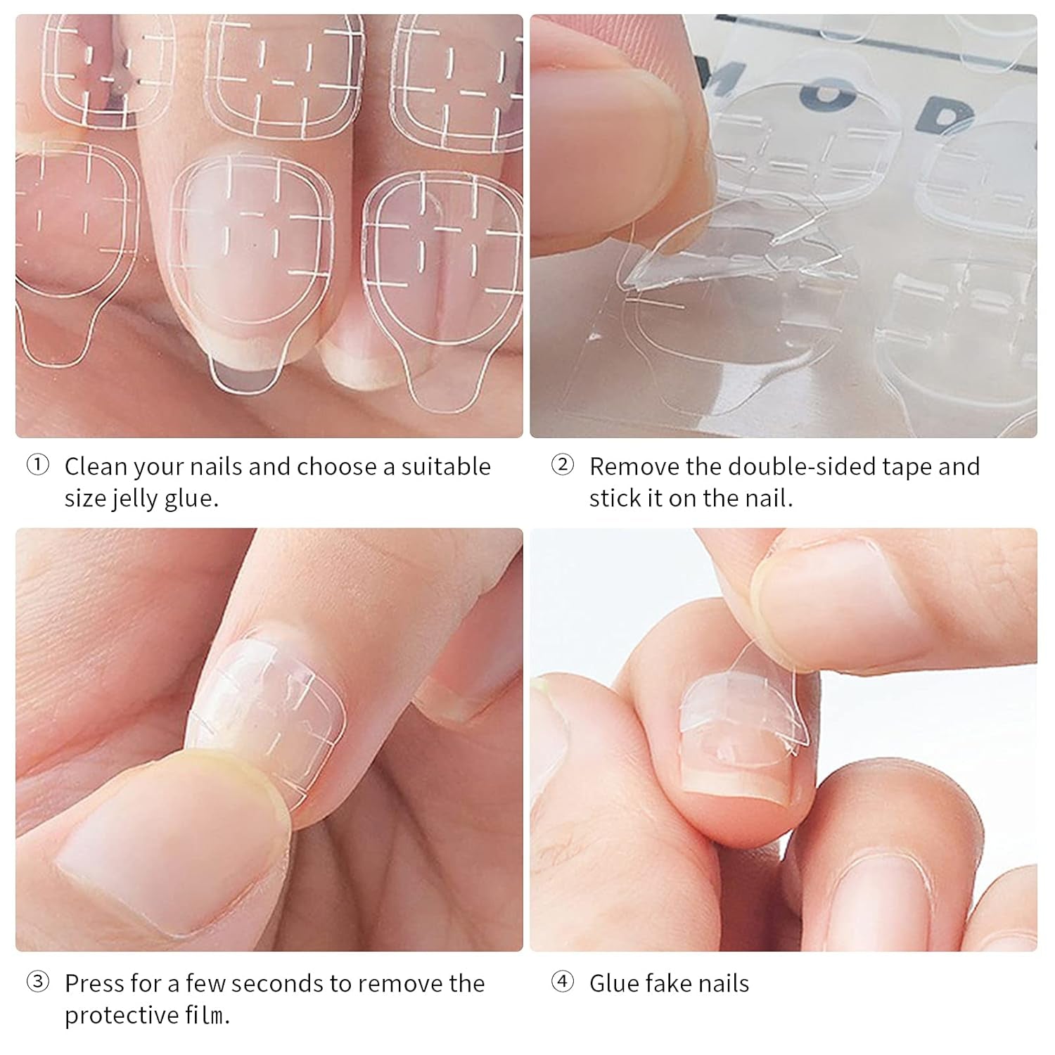 360 Uds. Tiras autoadhesivas transparentes para uñas, pegamento para uñas, tiras autoadhesivas de doble cara, decoración de manicura DIY transparente