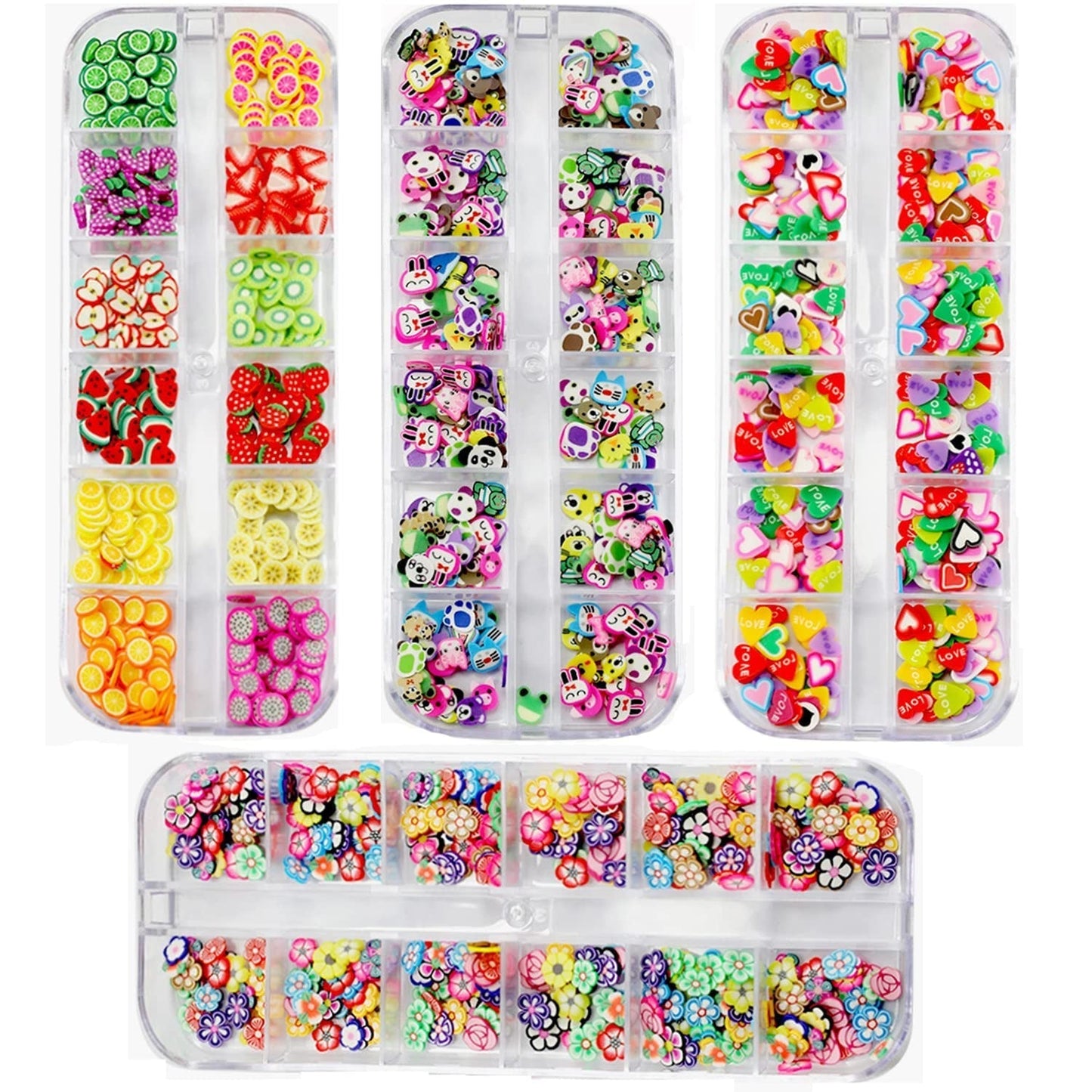 4 Set Nagel Obst Scheiben, Basicon Niedliche Obst Polymer Scheiben Obst Scheibe Nail Nagel 3D Obstscheibe Nail Art Slice para bricolaje Liefert Maniküre Dekoration Schleim Zubehör Nageldekorationen, 4 estilos