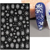 JMEOWIO Nagelsticker Weihnachten Weiß Glitter 8 Blatt Nail Art Sticker Selbstklebend Nagelaufkleber Schneeflocke Decoración navideña Nageldesign Zubehör