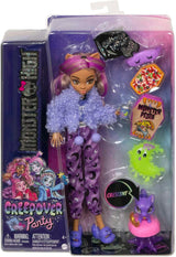 Muñeca MONSTER HIGH y accesorios para pijamas, muñeca Clawdeen Wolf con gato, Crescent, Creepover Party, HKY67