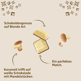 Schogetten Rubio Almendra | Chocolate blanco con trozos de caramelo y almendras | 100 gramos | Convenientemente porcionado (paquete de 2)