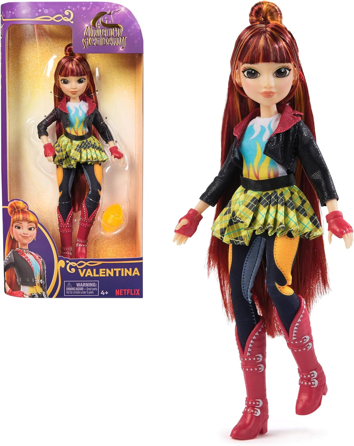 Muñeca Valentina de Unicorn Academy: la muñeca original de la popular serie de Netflix, mide 24 cm de alto y tiene 5 accesorios para juegos de rol imaginativos, para niños de 4 años en adelante