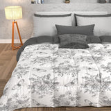 PETTI Artigiani Italiani - Edredón de invierno, Edredón de invierno, Edredón sencillo, Doble cara, Monocolor e impresión digital, 100% microfibra hipoalergénica, Made in Italy Edredones y edredones Naty Shop Botanic 03 Gris Cama individual
