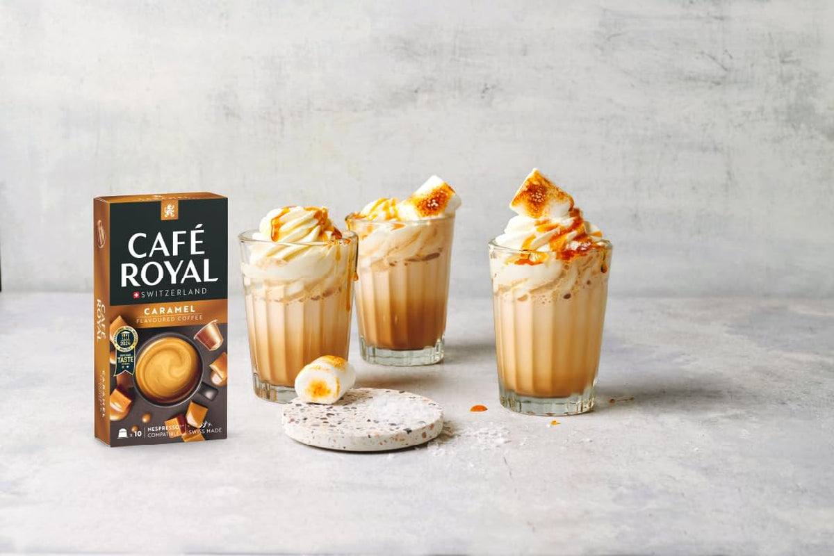 Café Royal con sabor a caramelo – Café compatible con Nespresso®, cremoso, helle Röstung, 100 % Arábica, Rainforest Alliance, 100 cápsulas