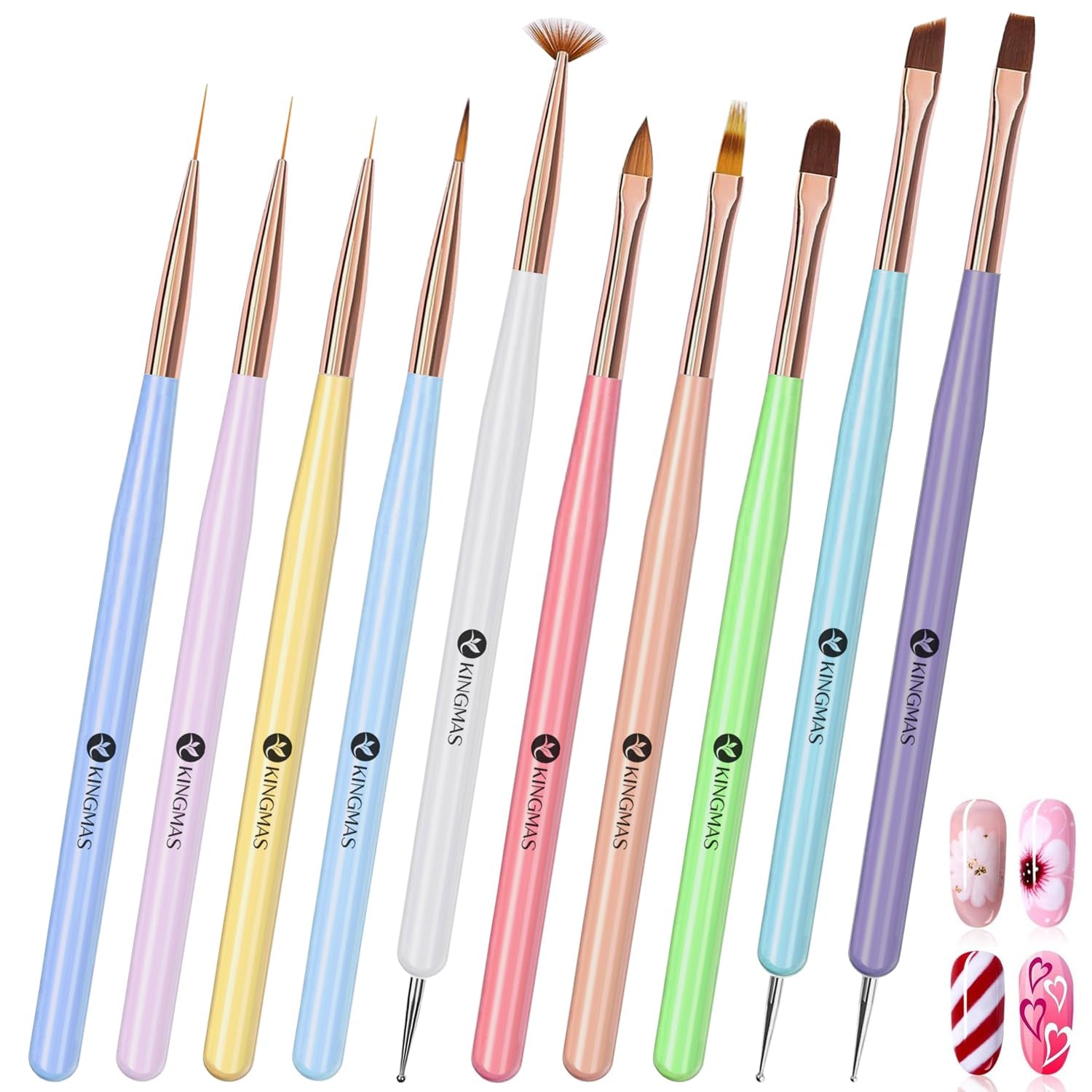 10 piezas Nail-Art-Pinsel, Nagel-Gel-Nagellack-Malpinsel, Zeichenstift, Nagel-Liner-Pinsel y Nagel-Dotting-Stift para Gel-Nagellack, bricolaje, manicura, salón de casa