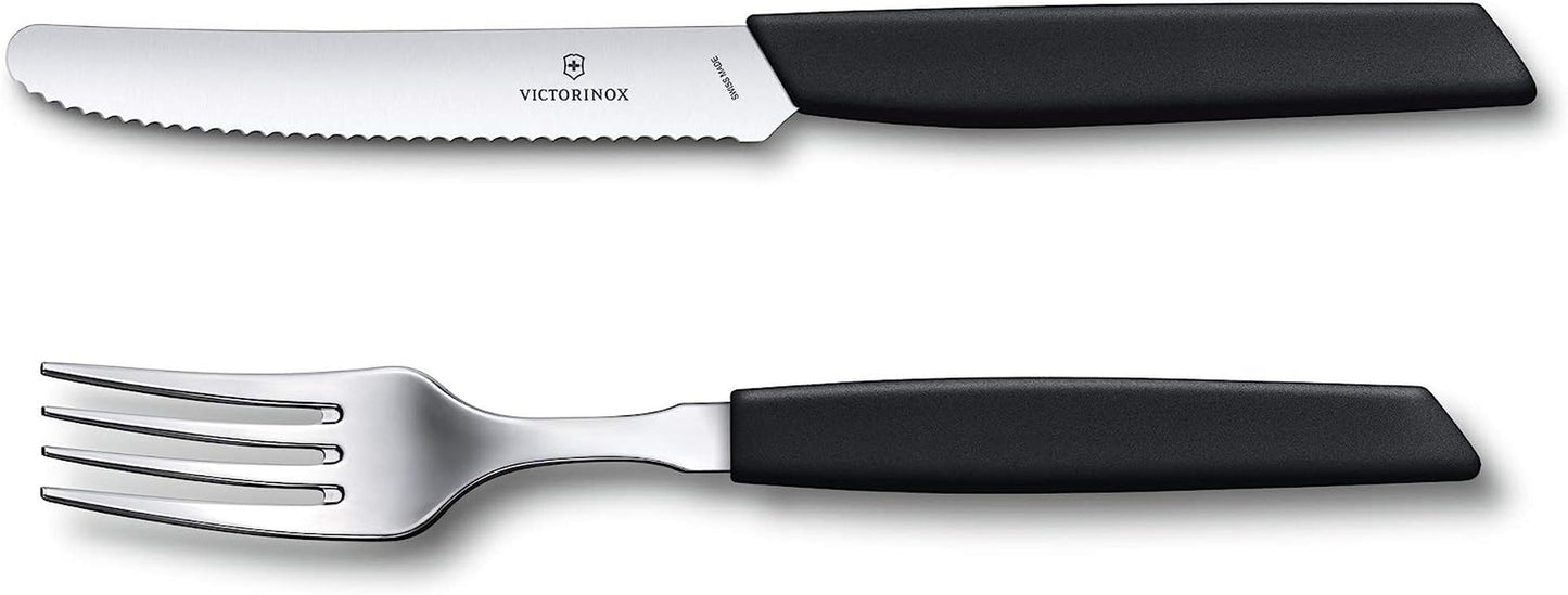 VICTORINOX Juego de cubiertos suizos modernos para 6 personas Cocina de 12 piezas Naty Shop Negro