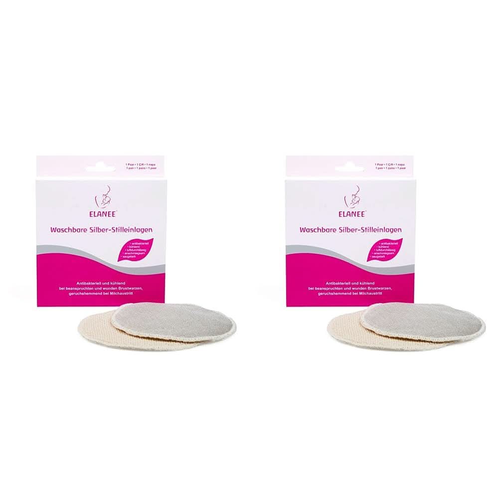 ELANEE Discos de lactancia, plateados, antibacterianos y lavables - Alimentación suave y refrescante y Accesorios de Lactancia Bebe Naty Shop 2 piezas (pack de 2)