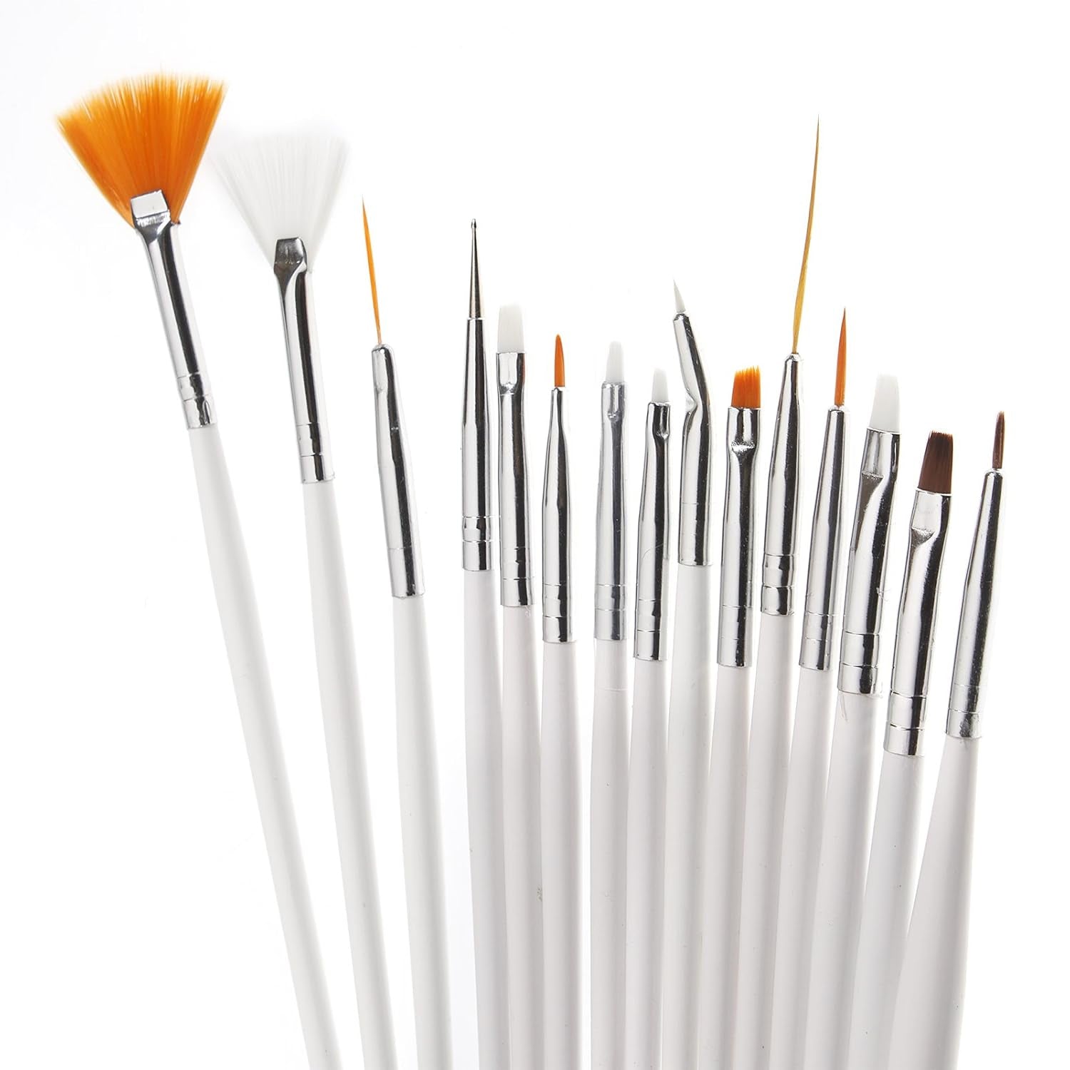 ® 20 X Pinceles Profesionales para Uñas, Gel, Pinceles para Pintar, Pinceles para Artistas, Kit de Pinceles para Uñas Francesas, Juego de Herramientas con Punta Puntiaguda, para Diseño de Uñas, Pintura, Patrón de Puntos, etc., con Bolsa