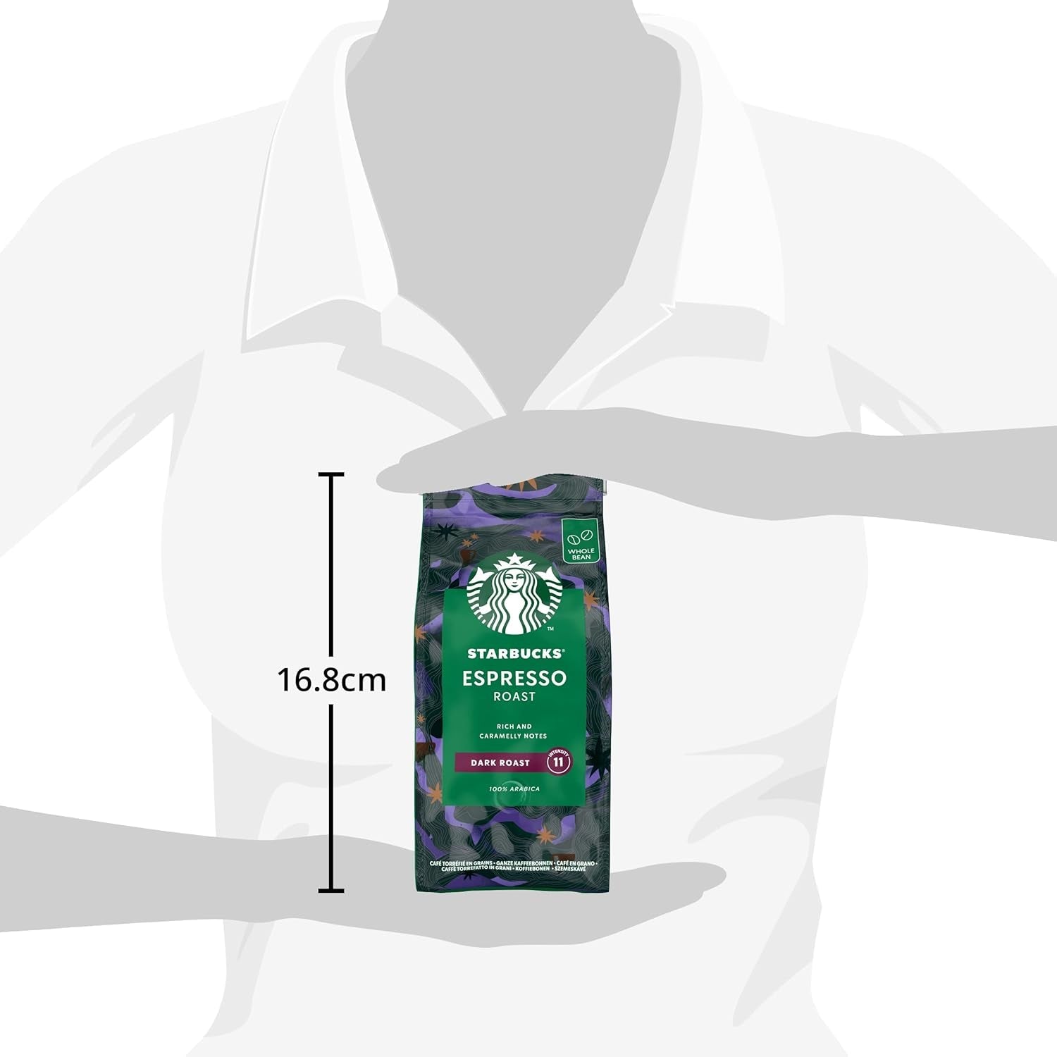 STARBUCKS Espresso Roast, Black Roast, granos de café enteros, 200 g (paquete de 6)