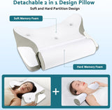 TopEsct Almohada de espuma viscoelástica, almohada para dormir de lado, almohada para el cuello, almohada para la cabeza para personas que duermen de lado y boca arriba (gris)