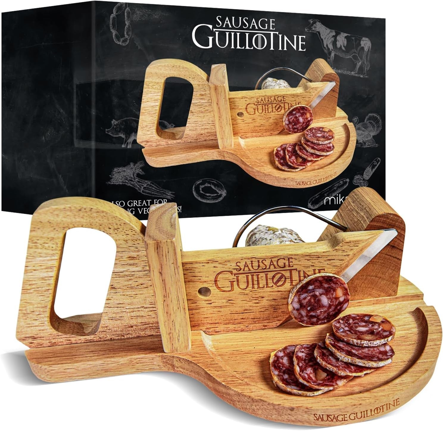 Cortador de salchichas tradicional - Guillotina de salchichas - 30 X 19 X 12 Cm - Ralladores y Rebanadores de madera maciza Naty Shop Default Title