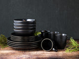 CreaTable, 22699, serie Industrial Gold BLACK, juego de vajilla de 16 piezas para 4, servicio combinado de porcelana, apto para lavavajillas y microondas, fabricación de calidad