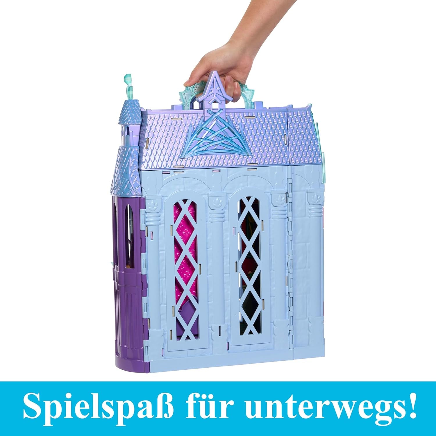 Mattel Disney Frozen - Casa de muñecas Castillo Arendelle (60 cm+) con muñeca Elsa, 4 parques infantiles y 15 piezas de muebles y accesorios Disney Frozen II, HLW61
