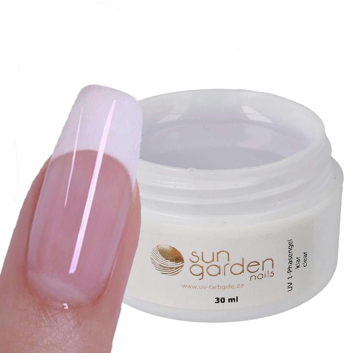 Sun Garden Nails gel transparente monofásico 30ml + caja de 100 tips + pegamento para puntas 7ml