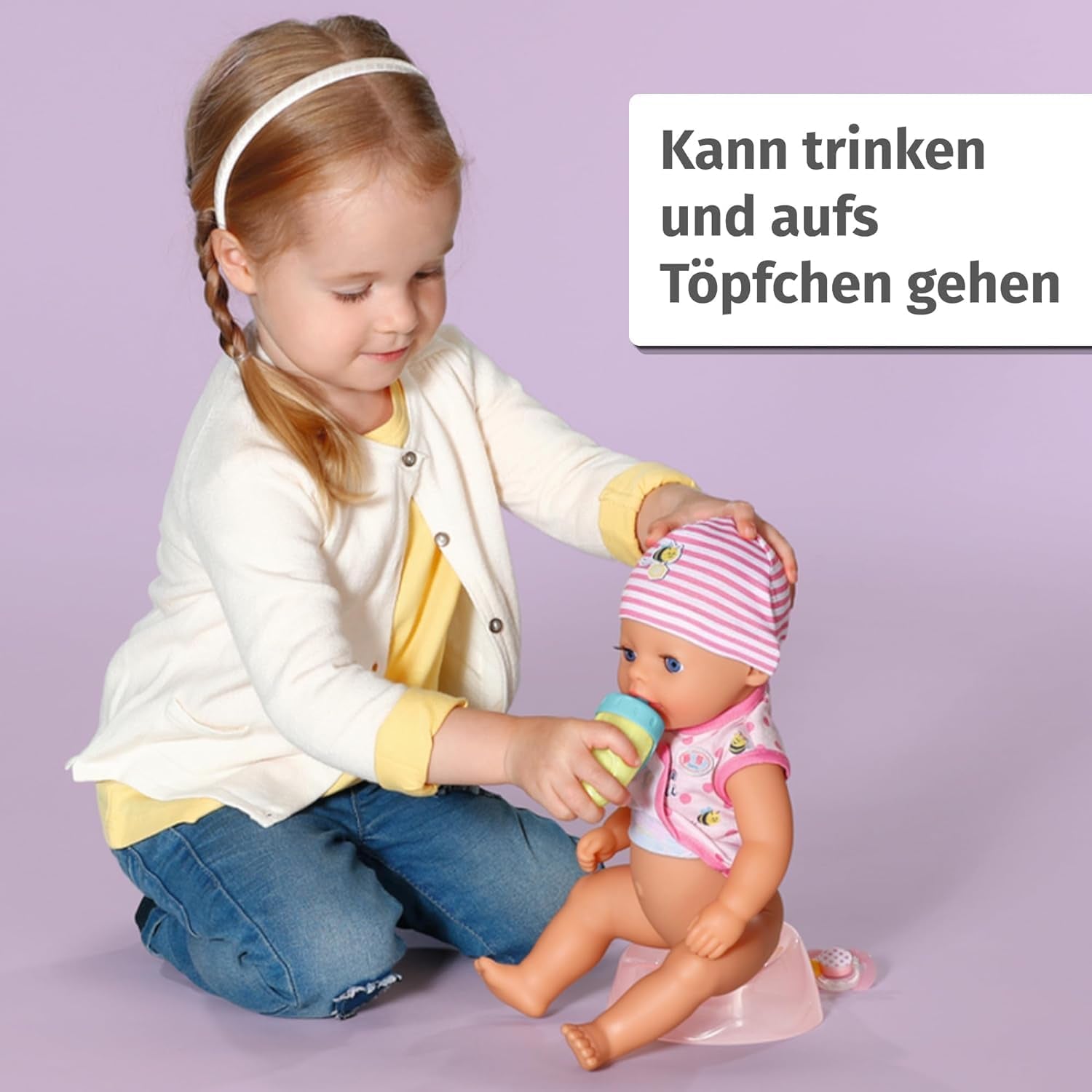 BABY Born Lena (niña) 36 cm, muñeca con 7 funciones para niños a partir de 1 año, funciona sin pilas, muñeca grande 36 cm, 834596 Zapf Creation, muñecas Naty Shop rosa