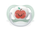 Chupete Philips AVENT ultra air - paquete de 2, sin BPA, transpirable, para bebés de 0 a 6 meses, incluido estuche de transporte y esterilización, manzana/pera (modelo SCF080/17)