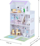 Teamson Kids Olivia's Little World Casa de muñecas gigante con 16 accesorios para muñecas, casa de muñecas de madera con muebles, casa de muñecas de 3 pisos, 30 cm para niños, a partir de 3 años