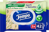 Toallitas higiénicas húmedas Tempo ''Gentle & Sensitive'' - Megapack - 16 paquetes de 42 toallitas cada uno - Duo Packs - Aloe Vera natural - Papel higiénico, dermatológicamente probado, neutro para la piel