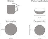 CreaTable, 22582, serie SAMBA, juego de vajilla de 16 piezas para 4, servicio combinado de porcelana, apto para lavavajillas y microondas, fabricación de calidad