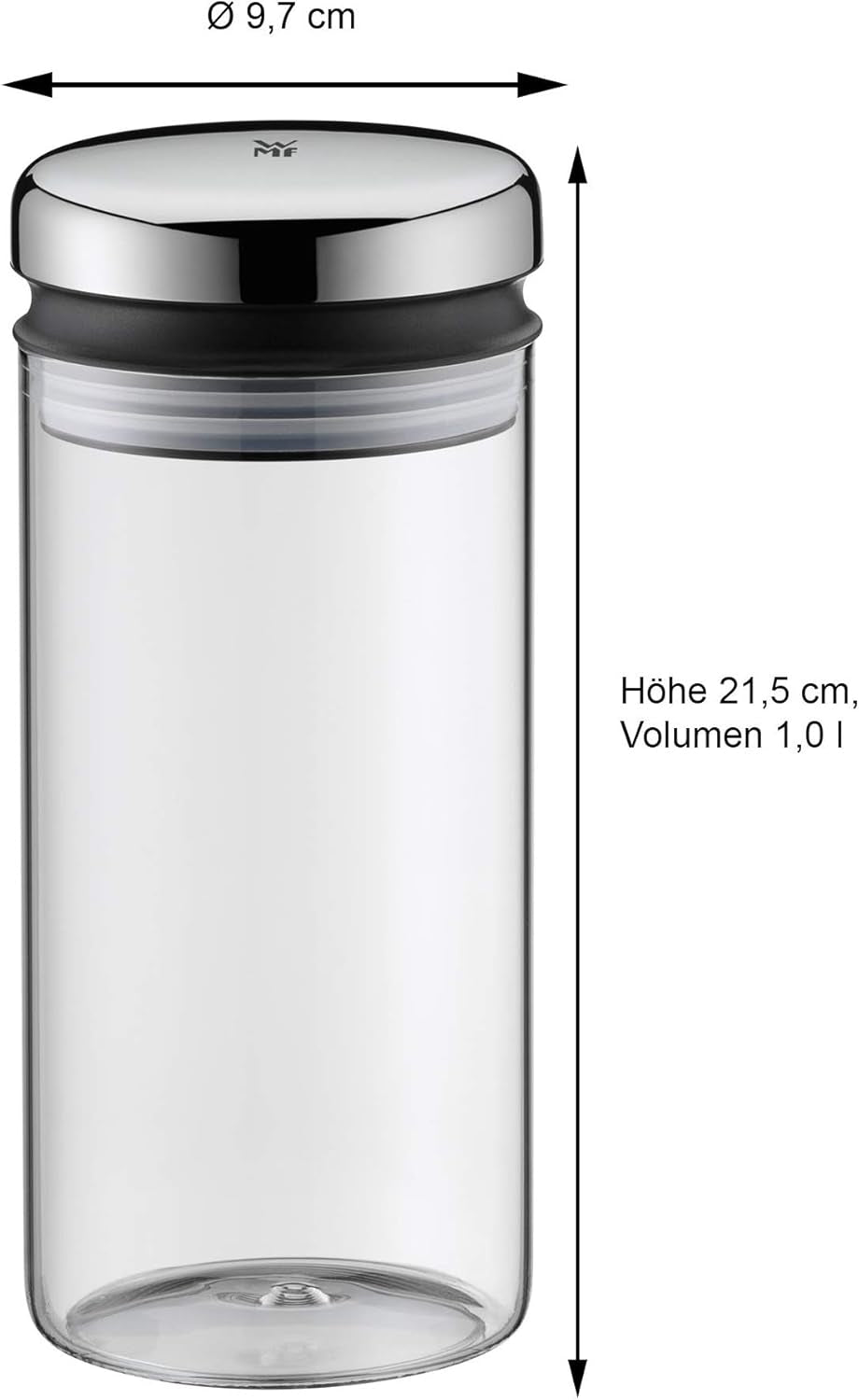 WMF Kult Cromargan cuchara de café caja de café en acero inoxidable acabado mate 500g y tarro de cristal de 1 litro Depot apto para lavavajillas Cajas de conservación de alimentos Naty Shop