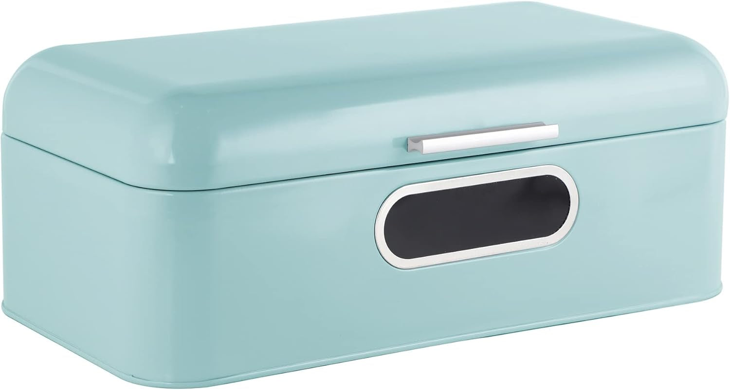 ECHTWERK Panera de Metal Retro con Ventana y Tapa Juego de 3 Cajas de Almacenamiento Elegantes Capacidad de 1,4 L Cajas de Almacenamiento de Alimentos Rojas Naty Shop Azul Claro Ventana Grande Individual
