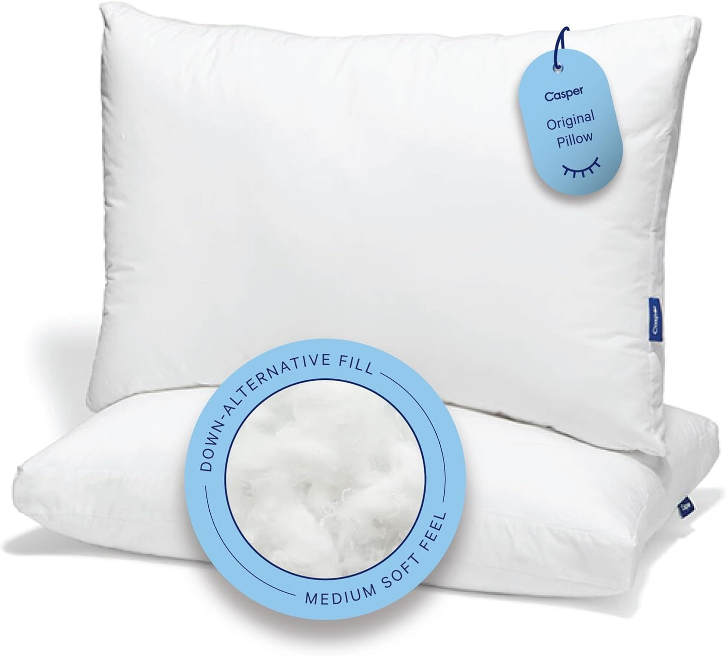 Casper Sleep Almohada original para dormir, tamaño king, blanco Almohadas estándar Naty Shop Estándar 2 piezas