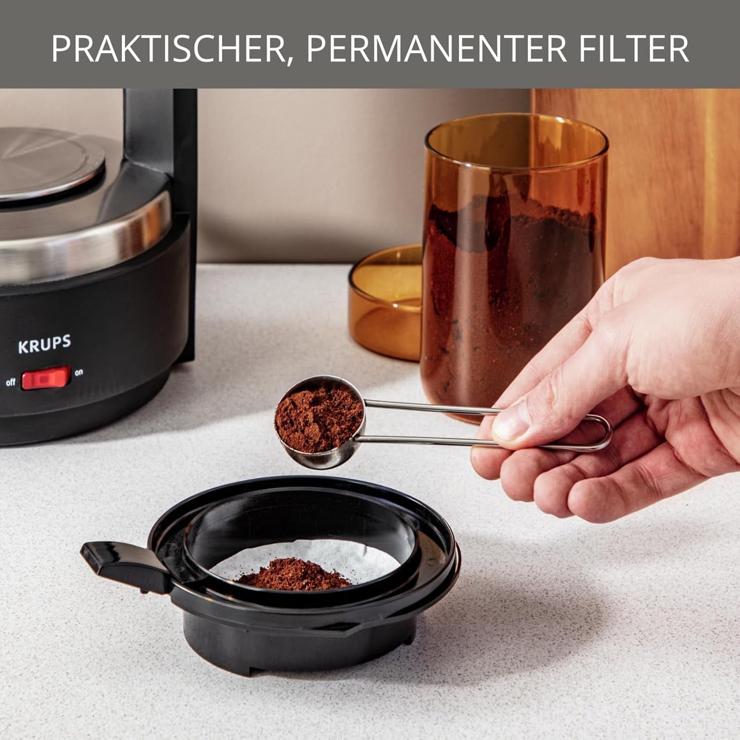 Krups Cafetera espresso con filtro T8, 850 W, apagado automático, 8-12 tazas, 1 L de capacidad, filtro permanente, interruptor de encendido/apagado iluminado, fácil de usar, negra, KM4689