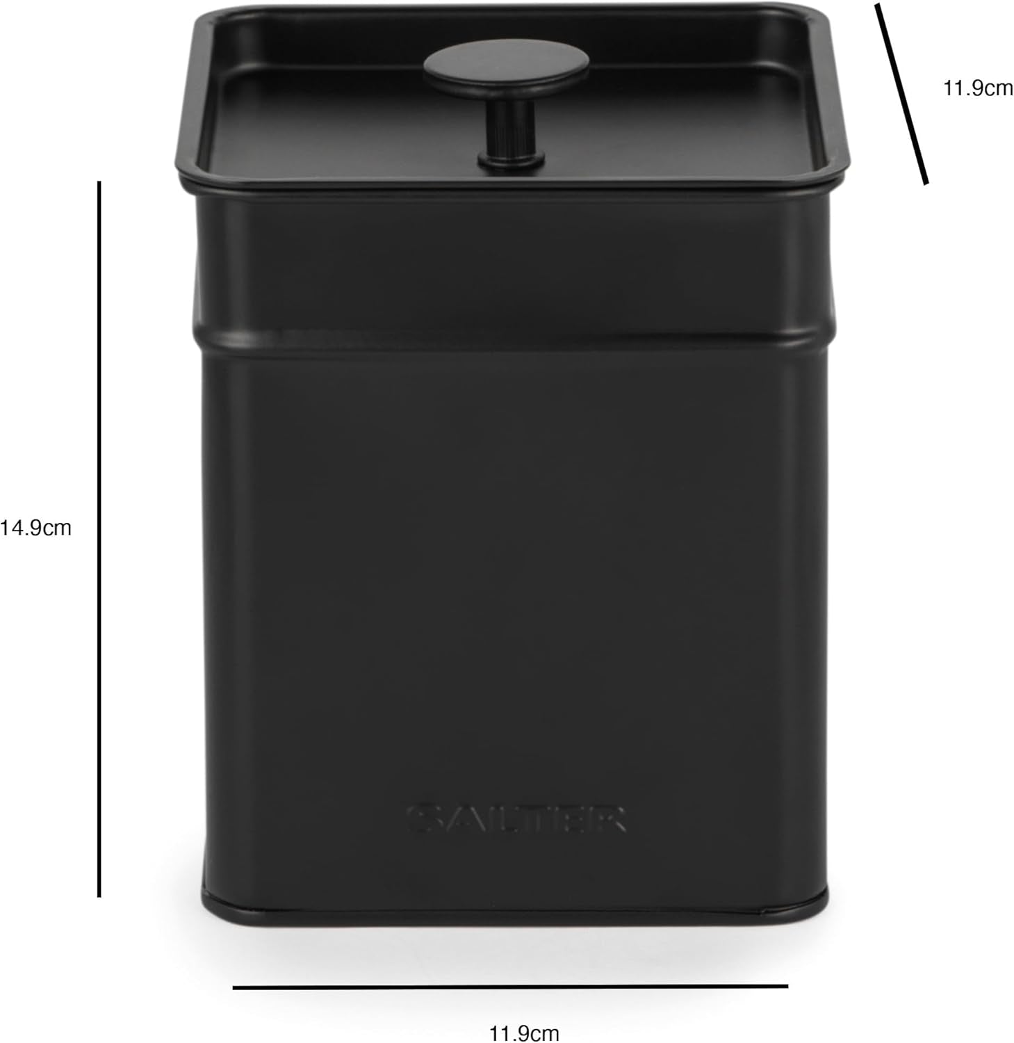 Salter BW12614EU7 Kuro Cajas de Almacenamiento - 4 Recipientes de Cocina Cajas Organizadoras Cuadradas para Pan/Té/Café/Azúcar Fácil de Limpiar Mantiene los Alimentos Frescos Negro Cajas de Almacenamiento de Alimentos Naty Shop