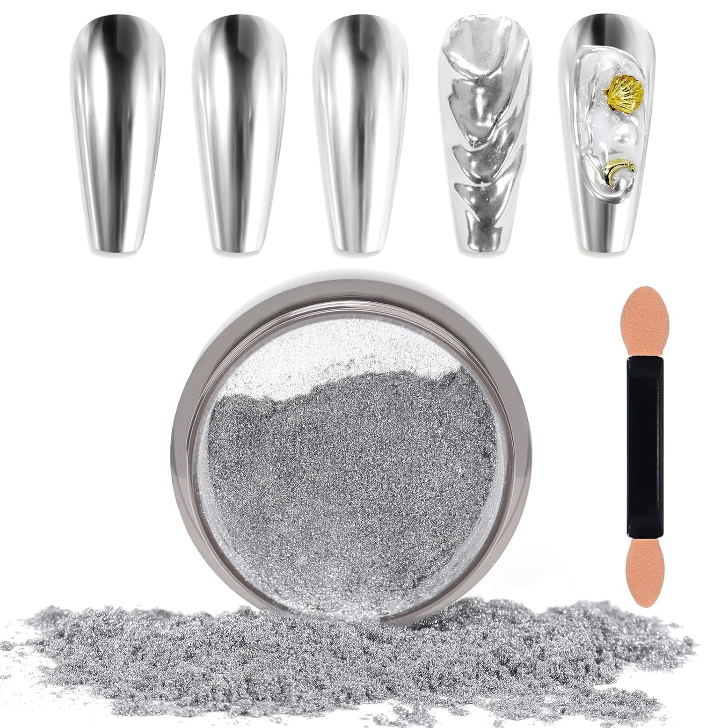 Chrome Nagel Pulver Spiegel Effekt Metallic Staub Holographische Glitter Glasierte Maniküre Dekoration Reflektierendes Pigment para DIY Gel Polish Nail Art, Harz Handwerk, Geschenke Für Gold