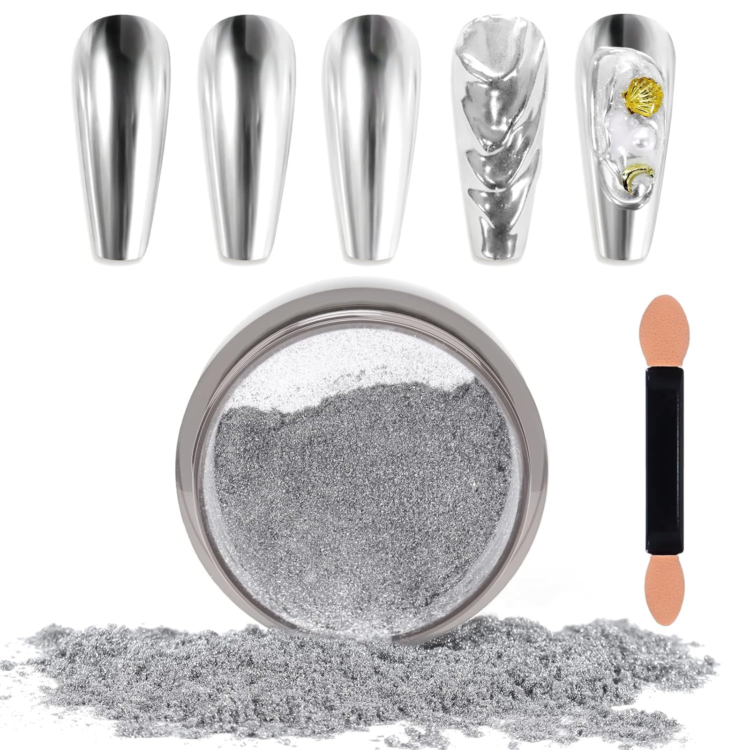Chrome Nagel Pulver Spiegel Effekt Metallic Staub Holographische Glitter Glasierte Maniküre Dekoration Reflektierendes Pigment para DIY Gel Polish Nail Art, Harz Handwerk, Geschenke Für Gold
