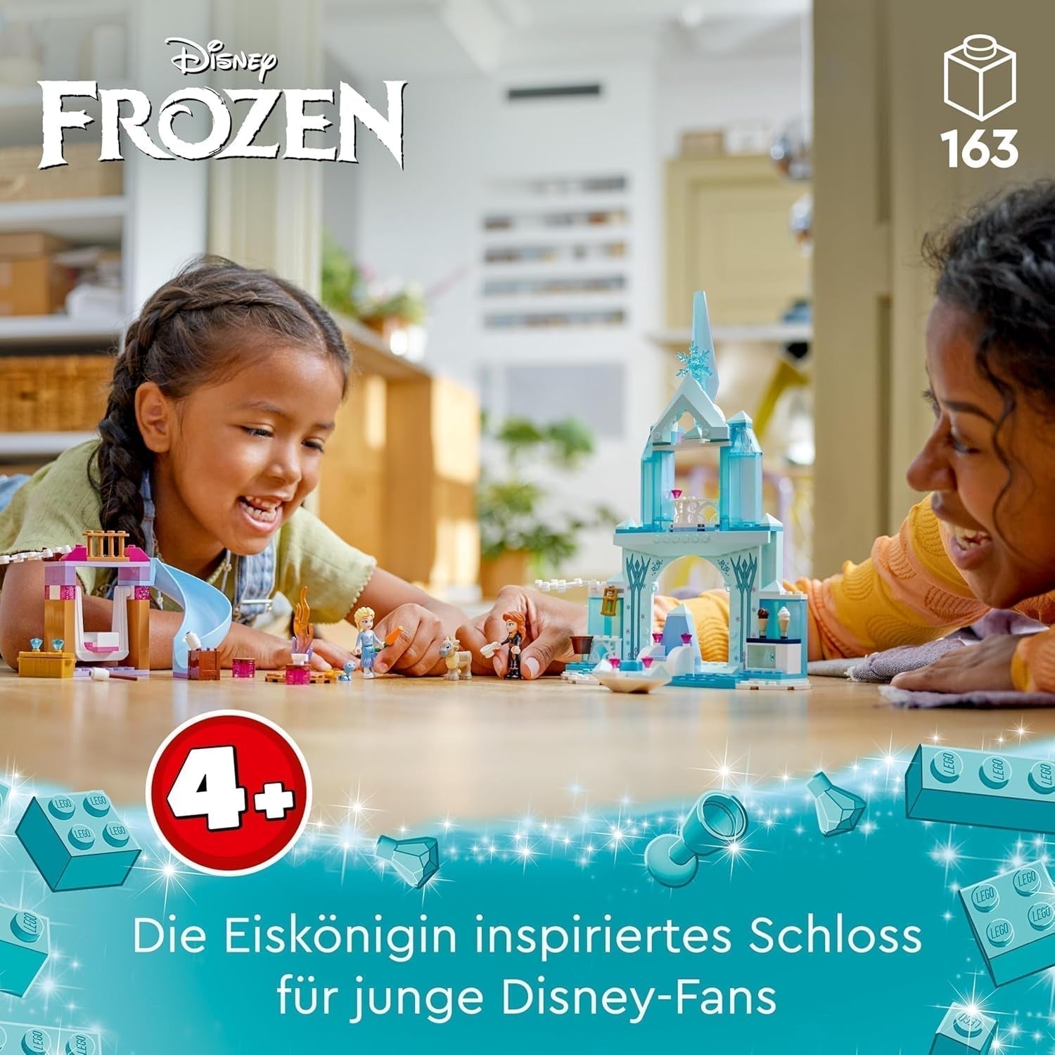LEGO Disney Frozen Palacio de Hielo de Elsa, Castillo de la Reina de Hielo, muñeca de juguete de la Princesa ELSA y Anna, además de 2 figuras de animales, fantástico regalo para niñas y niños de 4 años 43238 Juegos de construcción Besuche den LEGO-Store