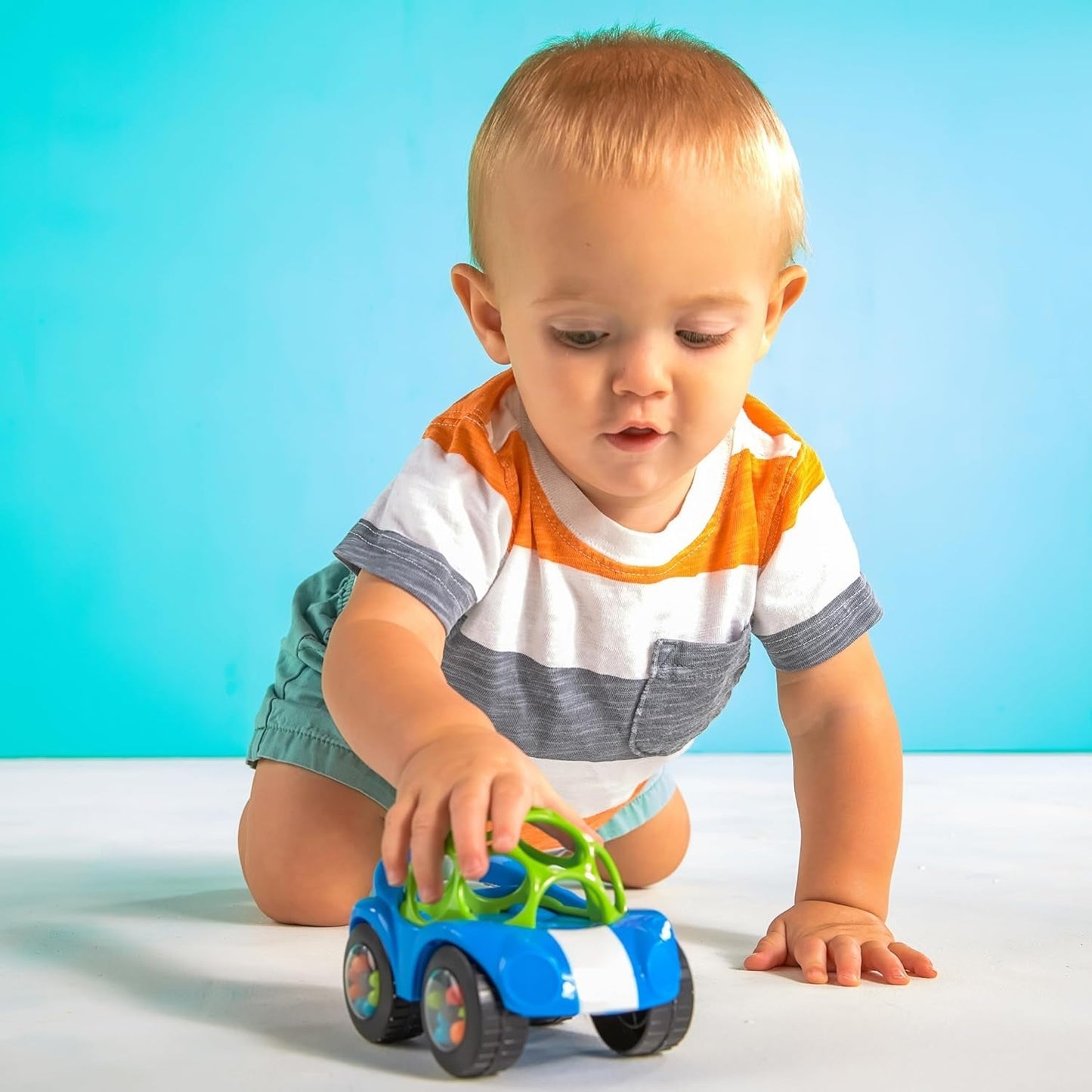 Bright Starts, Oball, Coche de Juguete Sonajero, Verde-Azul Juguetes Bebé Naty Shop
