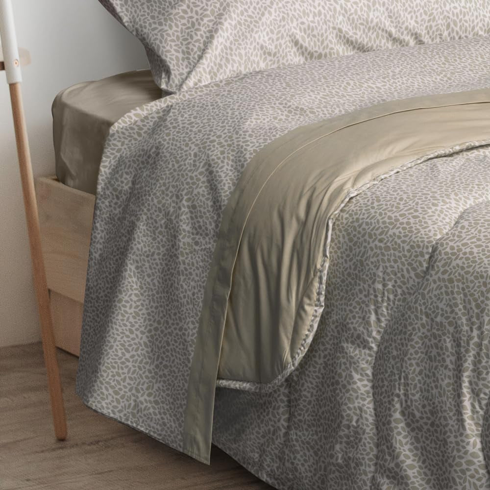 Foppapedretti Notte & Natura Edredón Petali con arena, edredón para cama individual, 100% algodón, hecho en Italia Edredones y edredones Naty Shop