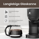 Cafetera de filtro de 1,25 L para 10 tazas de café filtrado, jarra de cristal apta para lavavajillas, termo, sistema antigoteo, apagado automático, 600 W, protección contra ebullición sin agua para el hogar y la oficina