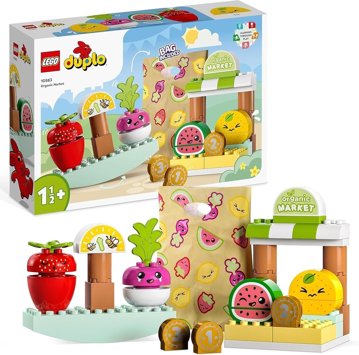 LEGO DUPLO My First Organic Market, Set de tienda de juguetes para niños y niñas, juguete educativo para niños pequeños a partir de 1,5 años, accesorios para frutas y verduras 10983 Juegos de construcción Besuche den LEGO-Store Single