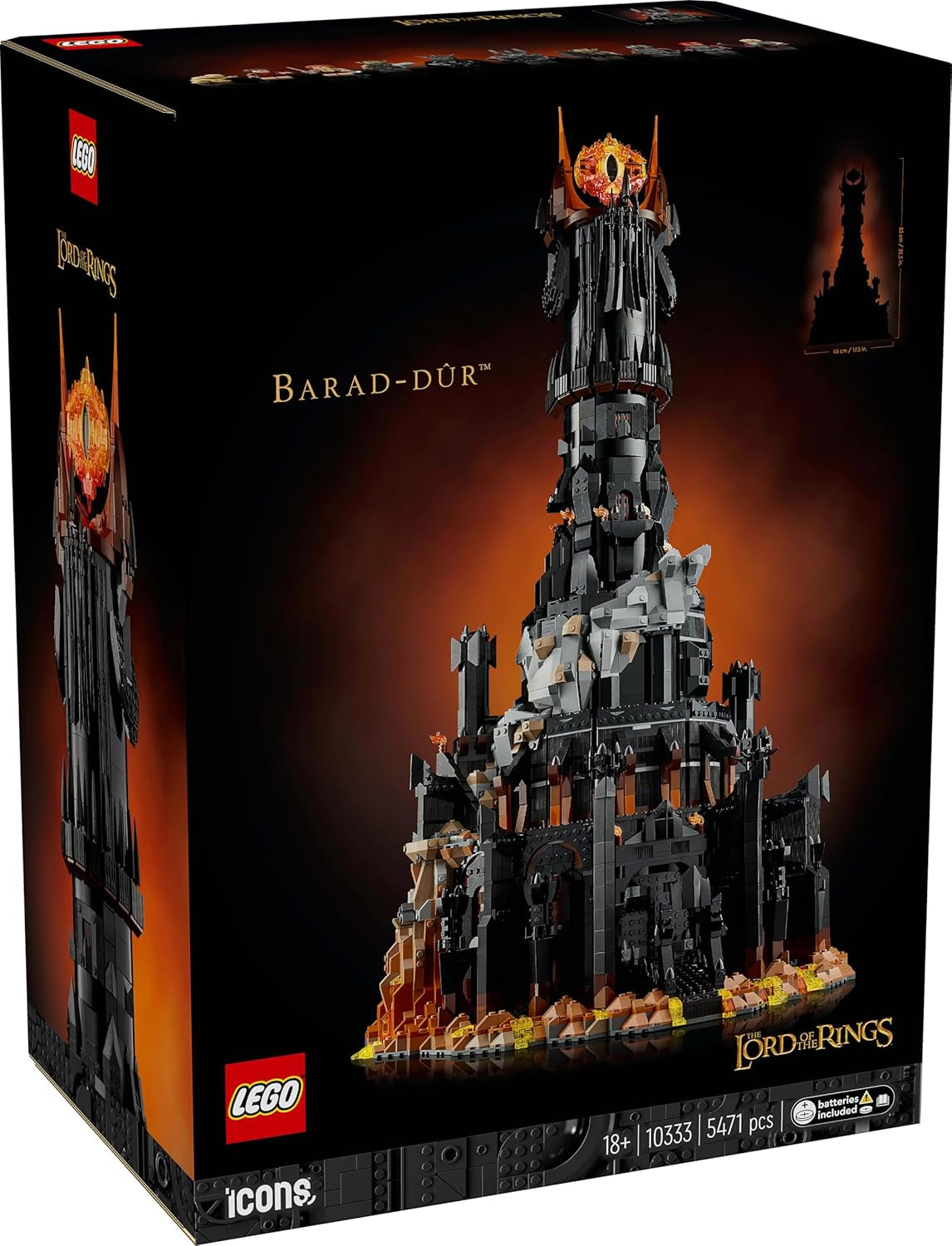LEGO Icons El Señor de los Anillos: Juego de construcción para adultos Barad-Door con minifiguras de Sauron, Gothmog, Orco, Frodo, Sam y Gollum Recuerdos de la película Coleccionable para fanáticos 10333 Juegos de construcción Beuche den LEGO-Store