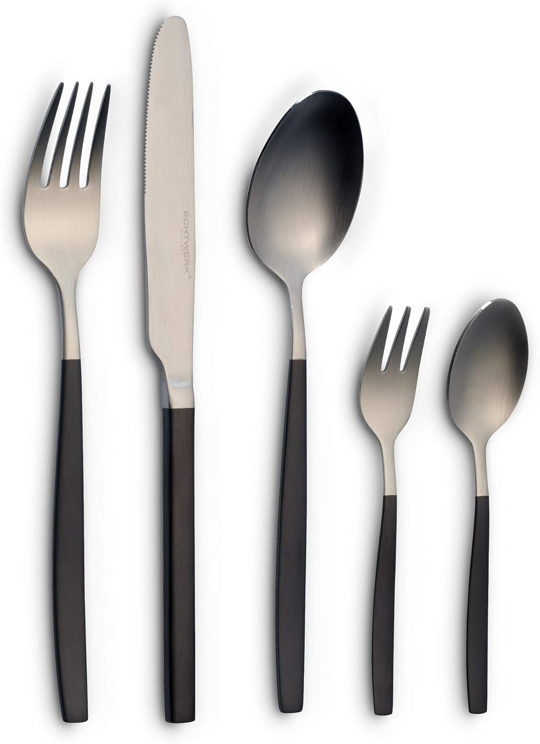 Echtwerk Positano Due-Bronze Cubertería Black Edition, 20 piezas, 4 personas Cocina Naty Shop Plata/Negro