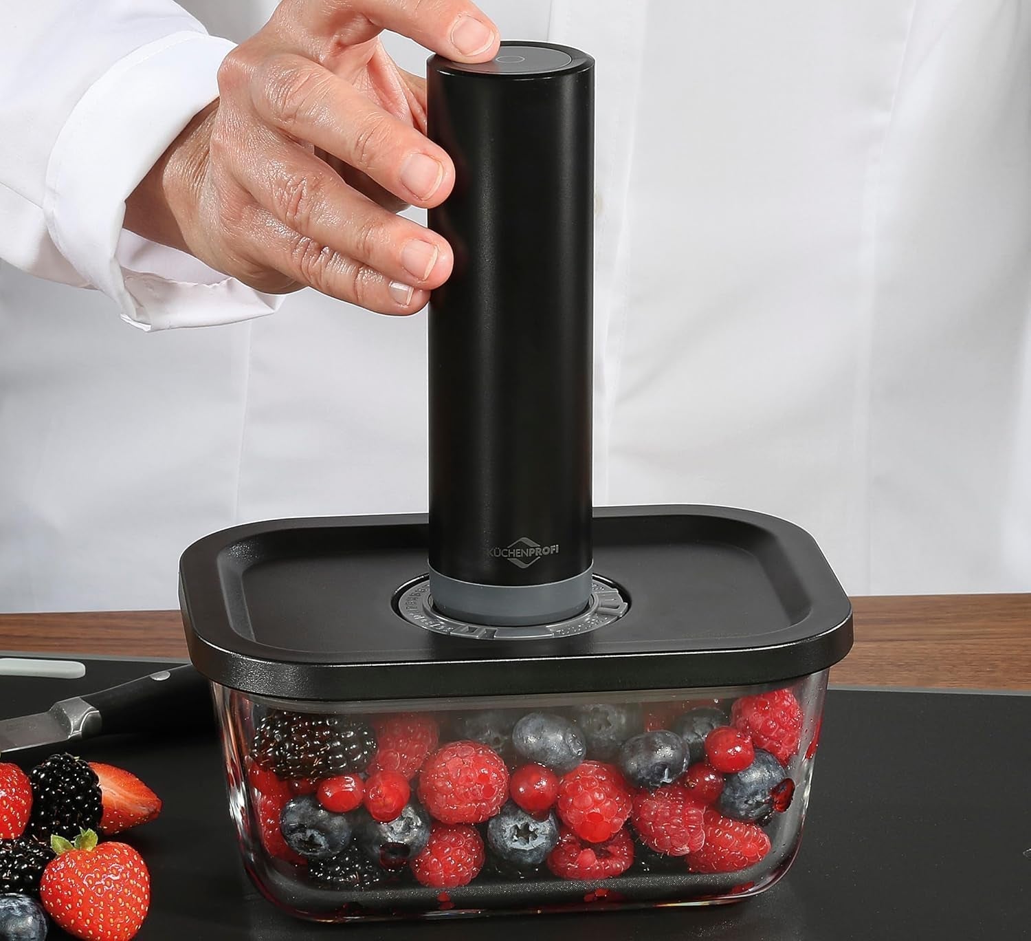 Set de vacío Küchenprofi EASYFRESH | Conjunto de 7 piezas | 1x bomba de vacío eléctrica, 1x vaso de vacío S, M y L, 3x bolsas de vacío 22x21 cm | vidrio de borosilicato, plástico de alta calidad | preparación y conservación Cajas de almacenamiento de alimentos Naty Shop