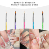 8 Stück Nagel Pinsel, Nagelkunstpinsel Pinsel Set, Pinsel Für Nägel Mit Doppelkopf Nail Art Pinsel Set Punteador y pincel de gel para uñas Präzise Pinsel Für Nageldesign Und Verzierungen
