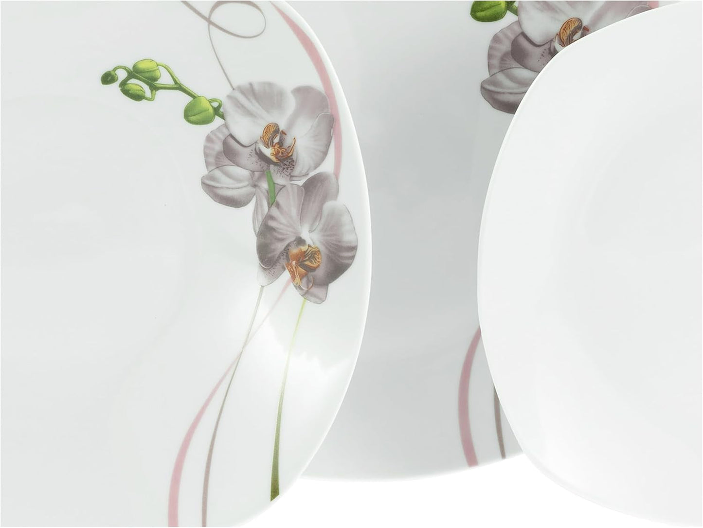 CreaTable, 24024, Serie Square Orchid, Vajilla de 18 piezas para 6 personas, Servicio de café de porcelana, Apto para lavavajillas y microondas, Fabricación de calidad