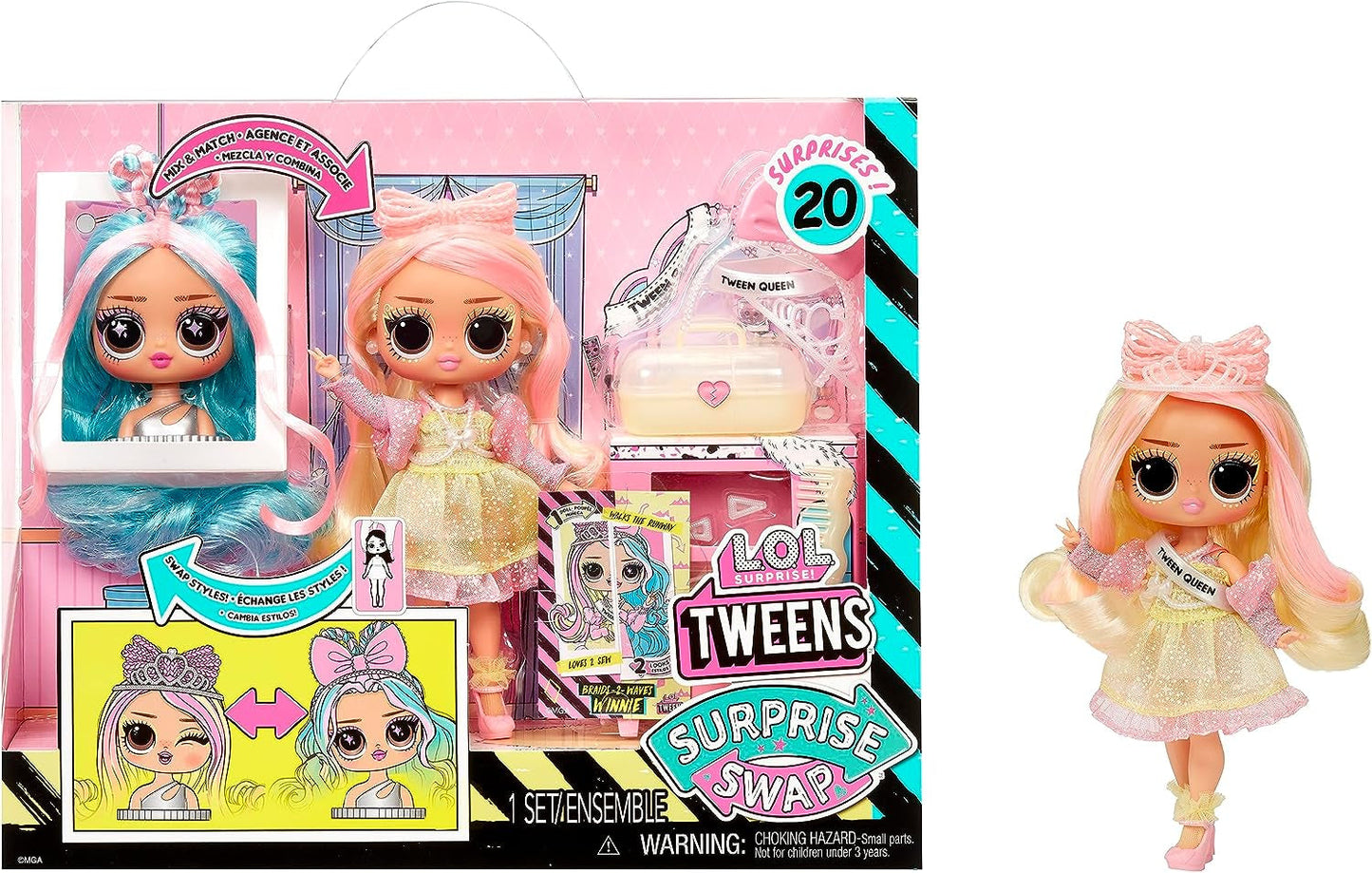 JAJAJA. Surprise Tweens Surprise Swap Series - Braids-2-Waves Winnie - Modepuppe mit mehr als 20 Überraschungen inclusive Styling-Kopf und fantastischer Mode and Accessoires - für Kinder ab 4 Jahren