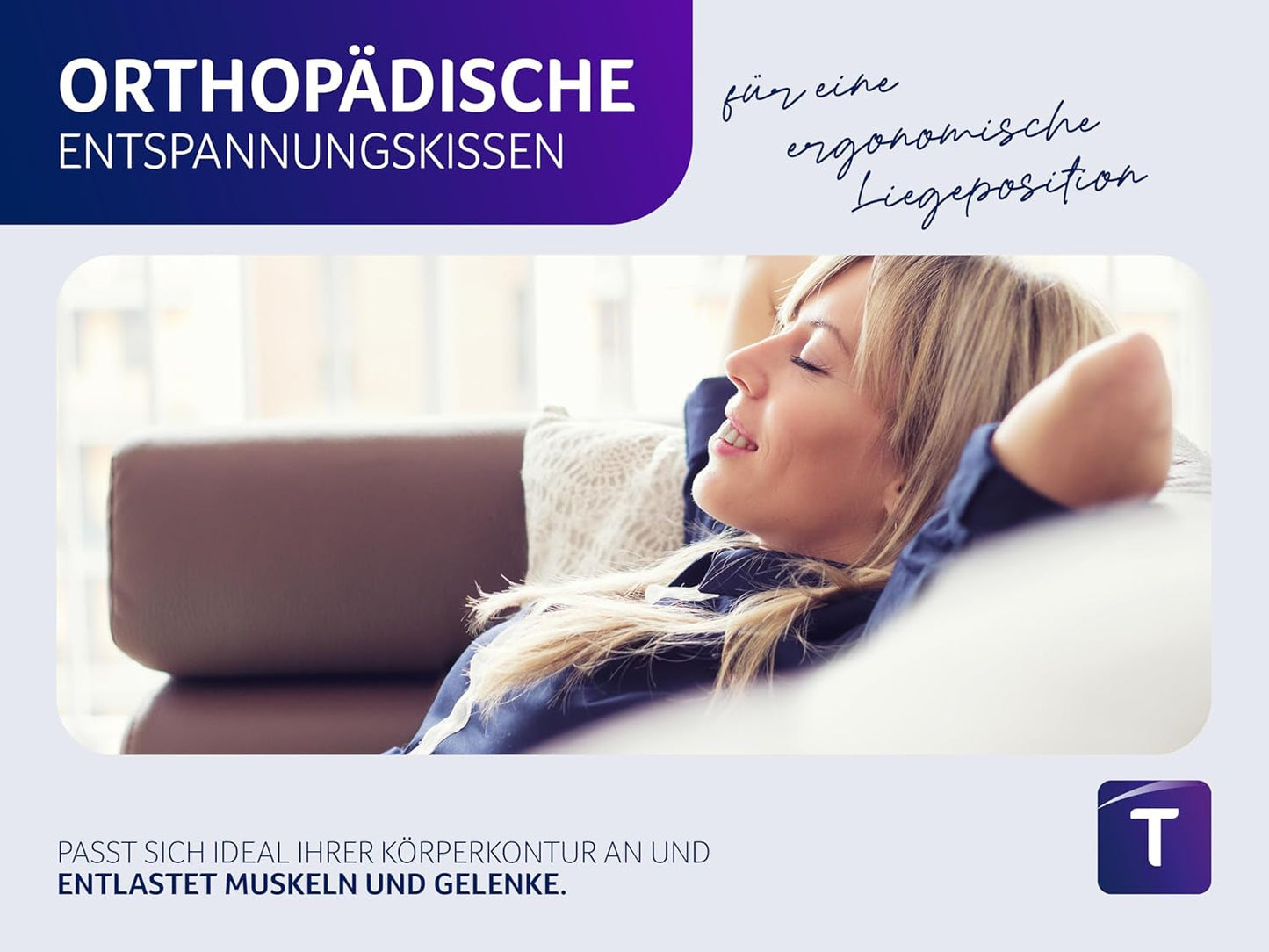 Almohada ortopédica para espalda/lumbar Traumnacht con núcleo de espuma viscoelástica y funda de micropolar agradable para la piel, certificado Oeko-Tex, fabricado según los estándares de calidad alemanes