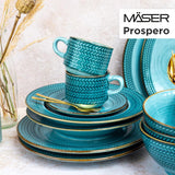 Prospero Juego de café Premium para 4, Calidad de Restaurante, Servicio de café Moderno de 12 Piezas en un Estilo Vintage único, Porcelana Duradera, Azul